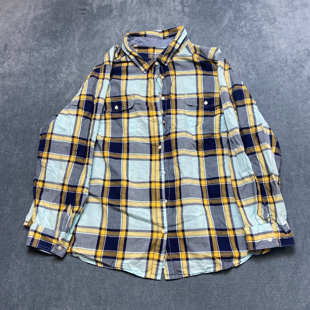 St John's Bay Shirt Womens 3X Multicolor Plaid Cotton Casual Outdoor Button Up